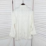 Victoria's Secret Victoria’s‎ Secret Vintage Jacquard Satin Pajama Top Ivory Medium Button Photo 7