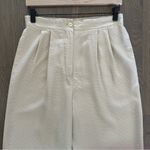 Talbots Vintage 100% Silk High Waisted Trouser Pant in Cream Herringbone 10 P Photo 7