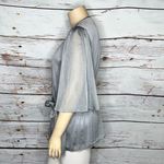 Badgley Mischka American Glamour NWT 1X Gray Embellished Blouse Top w Tie Belt Photo 1
