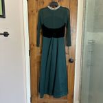 Nah Nah Evening Maxi Formal Dress 6 Green Beaded Velvet Bodice Mesh Top Zip Up Photo 2