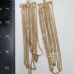 Gold Long Dangle Chain and Crystal Statement Earrings Photo 3