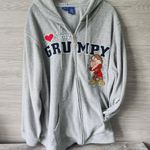 Disney I Love Being GRUMPY Vtg 90s Gray Activewear Fleece Zip Hoodie Size 3X Photo 3