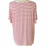 COCO & MAIN Red White Striped Short Sleeve Summer Top ~ Women's Oversized MED Photo 3