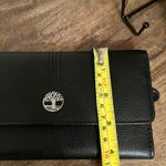 Timberland Black Leather Wallet Clutch Organizer Silver Tree Logo Women Photo 1