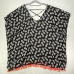 No Boundaries CoverUp Womens L Black & White Pineapple Sheer top Swim Coverup‎ no tag PTP 24" Photo 0