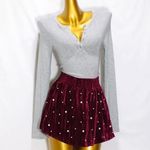 Peach Love California Peach Love Wine Red Velvet Pearl Studded Skort Photo 5
