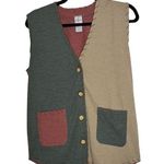 Jean Bell Colorblock Button Front Funky Arsty Vintage Vest Women’s Small Red Photo 0