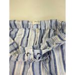 Per Se  PXL Blue Striped Linen Blend‎ Drawstring Waist Wide Leg Pants Photo 6