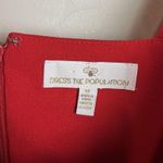 Dress the Population Red Dress Womens Medium Midi Beth Ruffle Sleeve Cocktail Photo 7