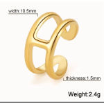 Boutique NEW Unisex H-Bar Ring, Gold Plated S925 Band,‎ Adjustable 10.5mm Photo 13