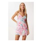 ZARA Pink Blue Pastel Watercolor Ruffled Mini Dress Womens S NWOT Coquette Fairy Photo 13