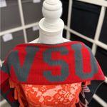 WSU Wazzu Cougars Gray and Crimson Red Fringe Knit Scarf Photo 2