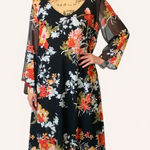 Allison Brittney (C-91) petite womens dress size PXL floral, long sleeves Photo 0