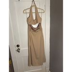 ZARA  Beige Pink Halter Cut Out Midi Dress Photo 3