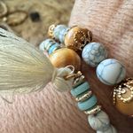 Beaded Cream Gold Pale Blur Beaded Bracelet Duo Photo 6