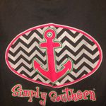 Simply Southern  Sz S Sparkle Chevron Anchor T-Shirt Gray Tee Photo 2