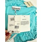 Ganni NWT Sleeveless Halter Ruched Mermaid Maxi Dress Blue Curacao Womens 34/2-4 Photo 4
