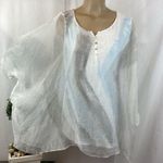 Coco + Carmen  White & Blue Print Tank & Sheer Over Blouse Top S/M Photo 1