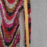 B Darlin Sequined Low-Back Mini Dress Juniors XS Multi Crew Neck Long Sleeve Photo 3