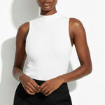 Bozzolo NWT  Ribbed Mock Neck Bodysuit Womens L White Clean Girl Minimalist Photo 0