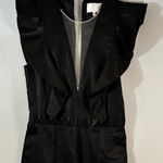 7 For All Mankind Jumpsuit Ruffle Deep V Neck Sleeveless Party Formal Black-M Photo 0