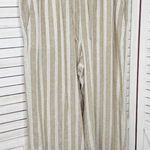 Banana Republic Striped Linen Blend Wide Leg Crop Pants Tan White Large Photo 0