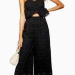 Topshop Black Broderie Anglaise Jumpsuit Sz 12 Photo 0