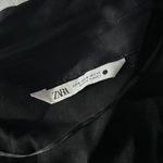 ZARA  Black Silky Linen Blend Button Down Shirt Size XL‎ Photo 2