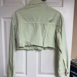 ZARA Light Green Cropped Jean Jacket Photo 2