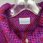 Columbia Fleece 1/4 Zip Diamond Print Pullover Size M Pink Red Purple Photo 1