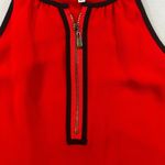 Naked Zebra Red Sleeveless Top Blouse Zipper Front Detail Size Small Workwear Photo 2