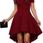 Sarin Mathews Maroon Dress Size Medium BRAND NEW Off The Shoulders High Low Photo 0
