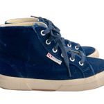 Superga Womens Blue velvet high top sneakers size 6.5 Photo 0