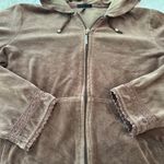 Daisy Fuentes Retro Y2K Brown Velour Zip Hoodie Lace Trim Photo 2
