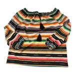 RALPH LAUREN Multicolor Serape Stripe Axtec Tassel Tie Peasant Top Size Medium Photo 0