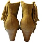 Maje  Suede Tan Fringe Western Ankle Bootie Size 38 / 7.5 Photo 5
