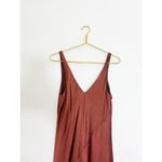Anthropologie Line + Dot Loulou Satin Slip Midi Dress Medium Rust Quiet Luxury Photo 4