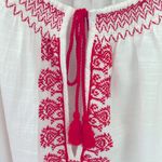 J.Crew Embroidered boho Beach Romper in white red embroidery and tassels size XL Photo 3