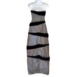 NWT Paula Hian Bucol Brown Silk Taffeta & Velvet Striped Strapless Dress, Size 6 Photo 2