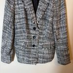 DKNY  Tweed Blazer Fringed Jacket Career Business Black‎ Gray White Size 8 Photo 2