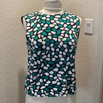 St. John Sleeveless Tank Top w/ Green & White Pebbled All Over Print EUC Sz M Photo 0