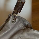 Michael Kors Collection Classic Tonne Hobo Bag Gray Leather and Silver Accents. Photo 4
