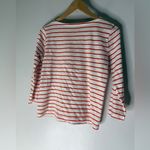 J Crew Factory‎ White Orange Stripe Boat Neck 3/4 Sleeve T Photo 1