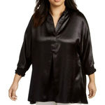Anne Klein  Black Satin 3/4 Sleeve Tunic Top 1X Photo 0