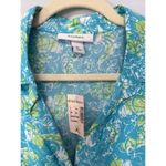 Dress Barn Womens Sleeveless Floral Button-Up Blouse XL Blue & Green Rayon Photo 1