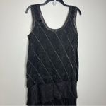 Francesca of Damon for starington black beaded silk dress‎ size 8 Photo 6