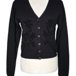 Karen Kane Vintage Black Beaded Merino Wool Cardigan Sweater Small Hong Kong Photo 0