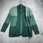 Quacker Factory  Cardigan Sweater Womens M Green Embellished Snowflake Open Front Photo 1