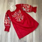 Free People  Dress NWT embroidered off shoulder fleur du jour womens Red (xsmall) Photo 0