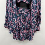 Free People  Poolside Navy Blue & Pink Floral 3 Piece Set Sz L‎ Photo 7